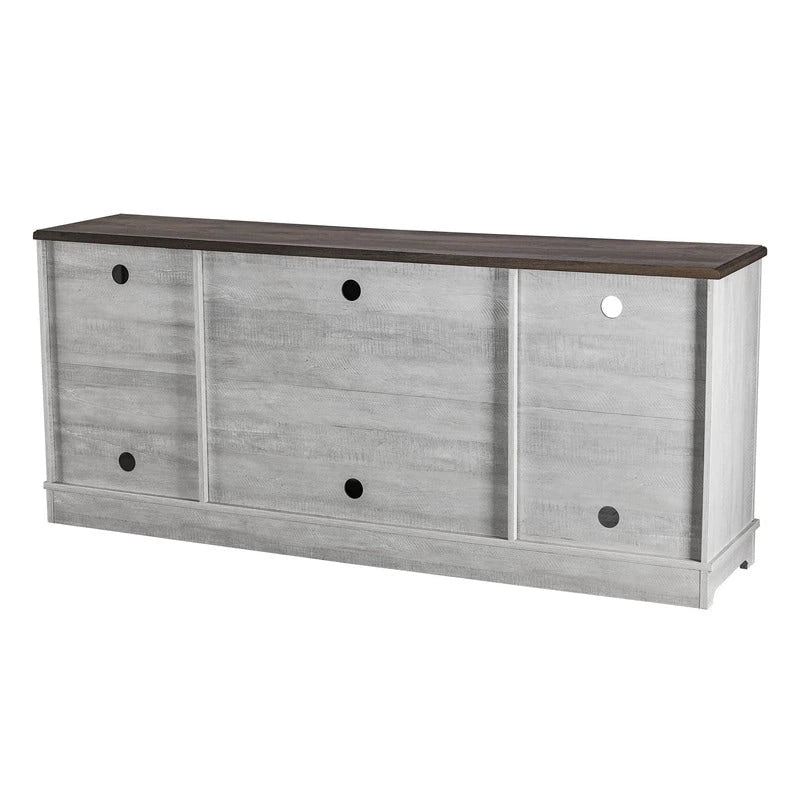 Meuble TV rustique extra large pour téléviseurs de 80 pouces - Fini en bois naturel