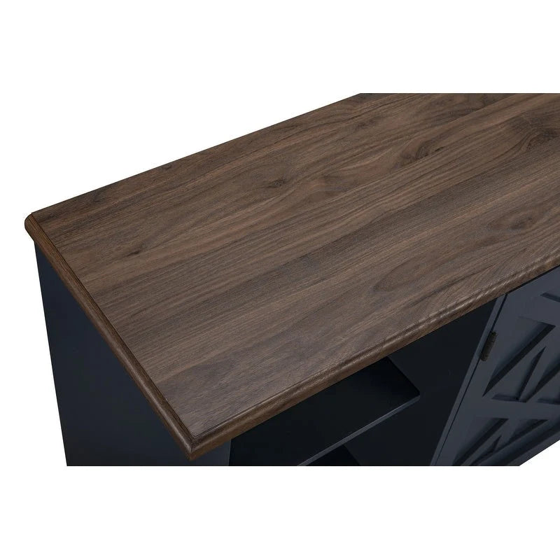 Meuble TV rustique extra large pour téléviseurs de 80 pouces - Fini en bois naturel
