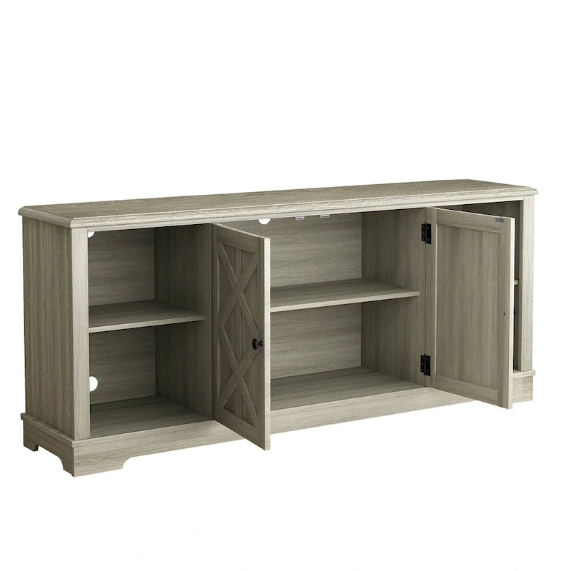 Meuble TV rustique extra large pour téléviseurs de 80 pouces - Fini en bois naturel