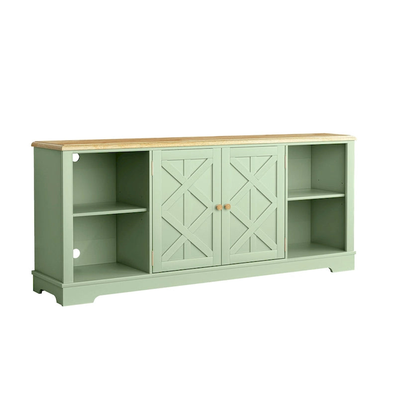 Meuble TV rustique extra large pour téléviseurs de 80 pouces - Fini en bois naturel
