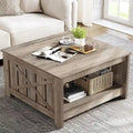 Table basse de ferme avec rangement pour salon, table basse carrée