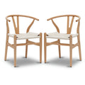 Chaise de salle à manger en corde tressée Mid-Century - Structure en bois massif