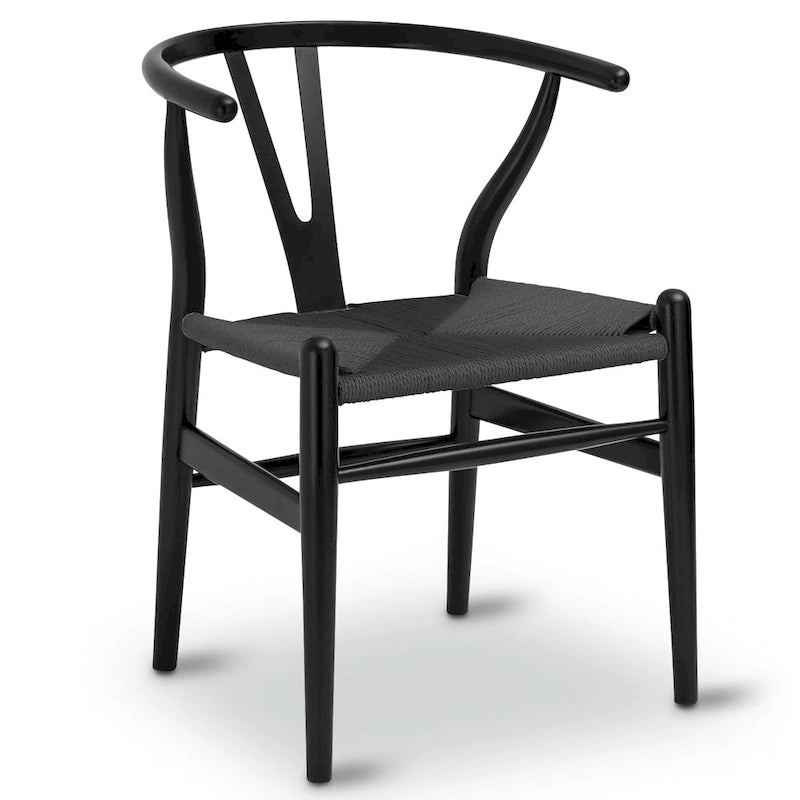 Chaise de salle à manger en corde tressée Mid-Century - Structure en bois massif