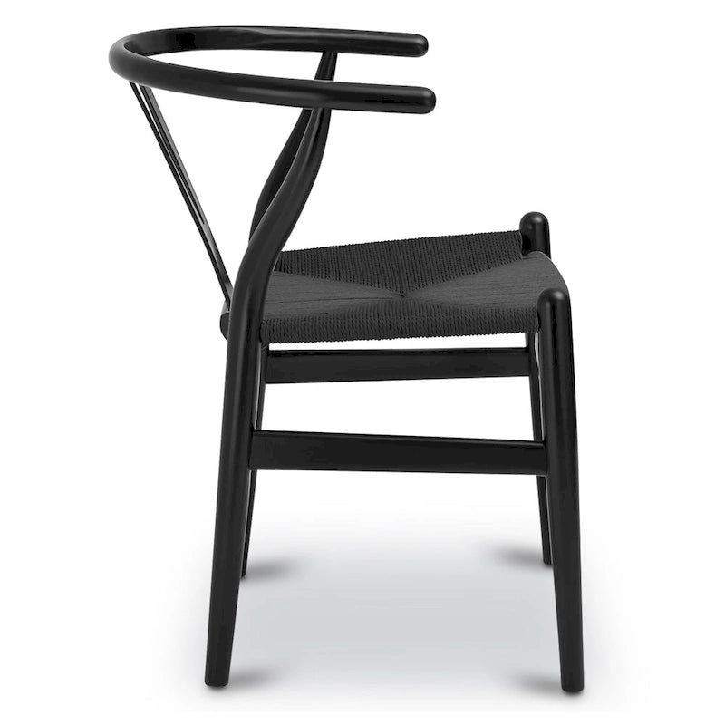 Chaise de salle à manger en corde tressée Mid-Century - Structure en bois massif
