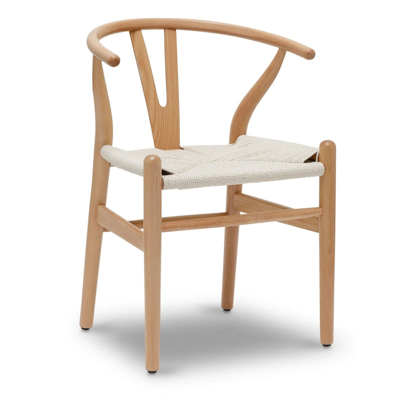 Chaise de salle à manger en corde tressée Mid-Century - Structure en bois massif