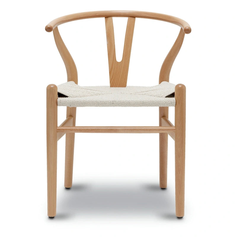Chaise de salle à manger en corde tressée Mid-Century - Structure en bois massif