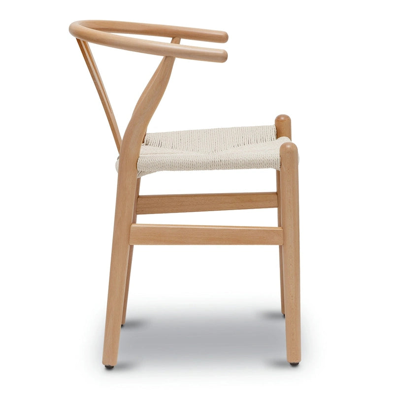 Chaise de salle à manger en corde tressée Mid-Century - Structure en bois massif