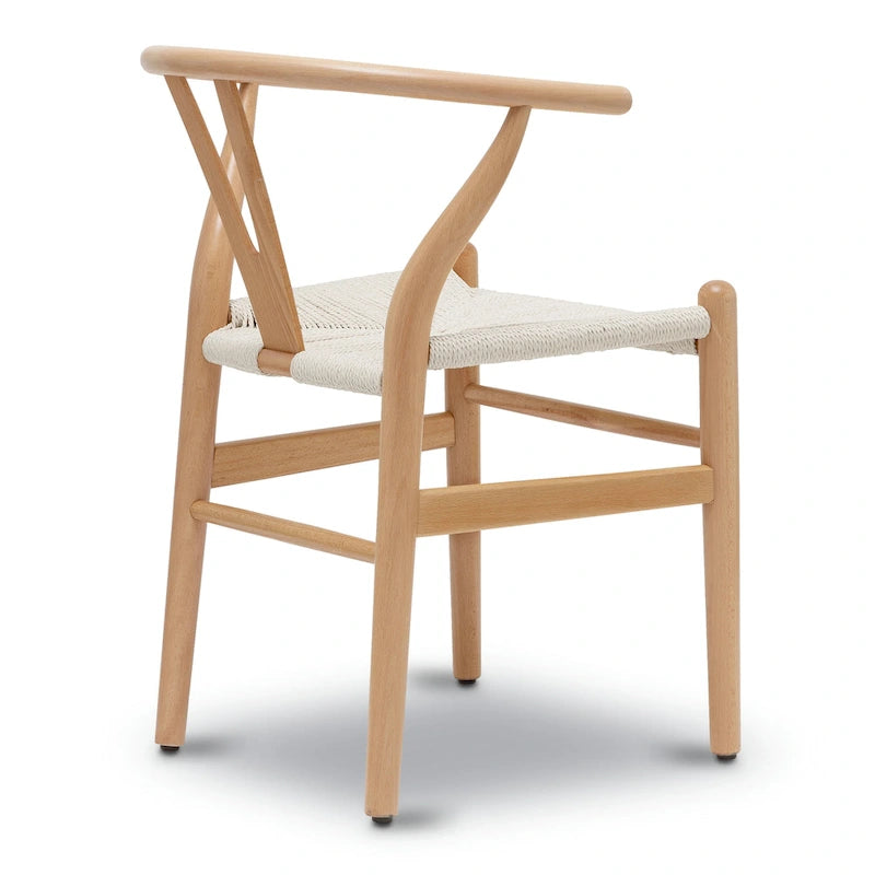 Chaise de salle à manger en corde tressée Mid-Century - Structure en bois massif
