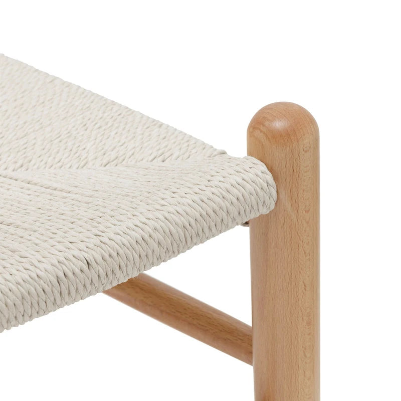 Chaise de salle à manger en corde tressée Mid-Century - Structure en bois massif