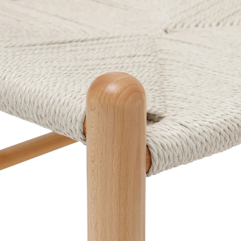 Chaise de salle à manger en corde tressée Mid-Century - Structure en bois massif