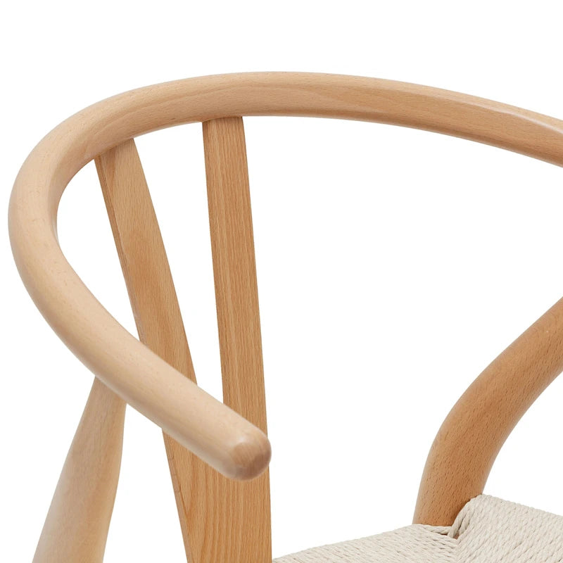 Chaise de salle à manger en corde tressée Mid-Century - Structure en bois massif
