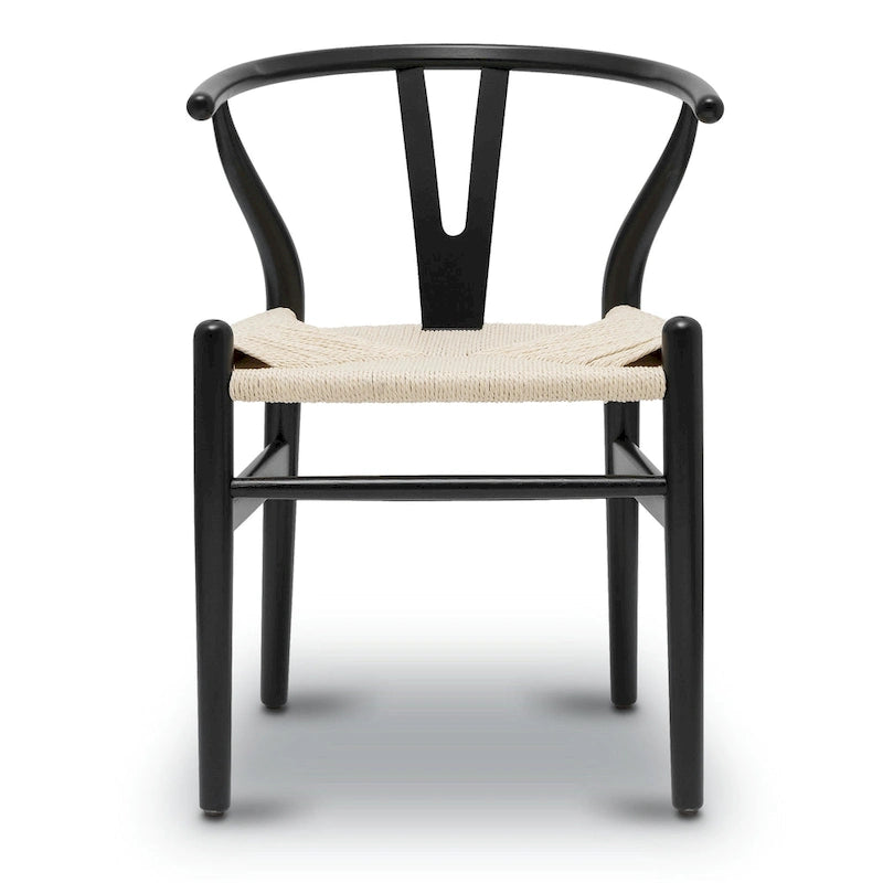 Chaise de salle à manger en corde tressée Mid-Century - Structure en bois massif