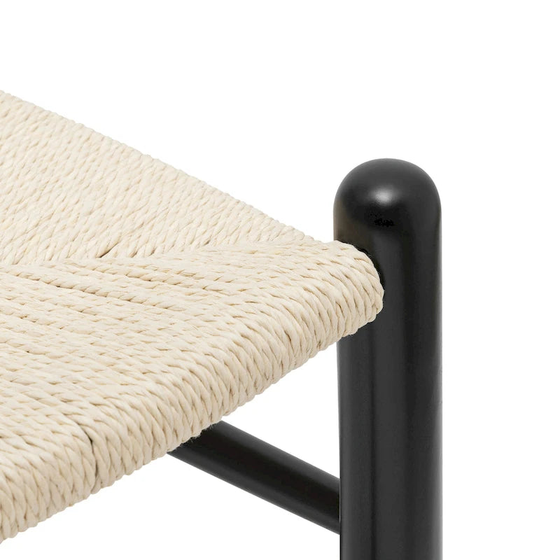 Chaise de salle à manger en corde tressée Mid-Century - Structure en bois massif