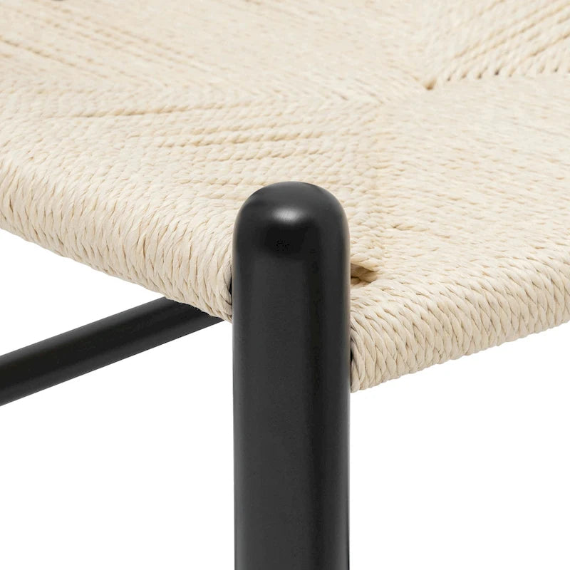 Chaise de salle à manger en corde tressée Mid-Century - Structure en bois massif