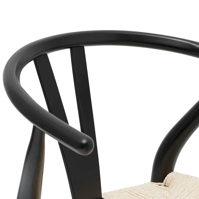 Chaise de salle à manger en corde tressée Mid-Century - Structure en bois massif