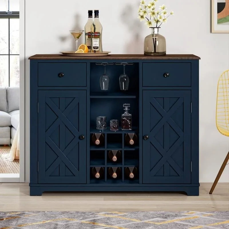 Cave à vin moderne à porte en X avec casier à vin intégré