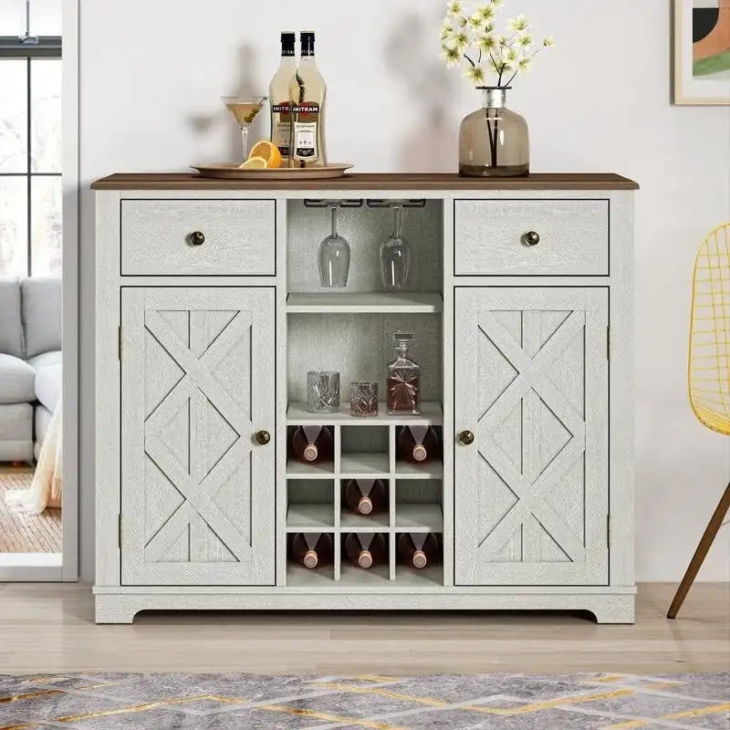 Cave à vin moderne à porte en X avec casier à vin intégré