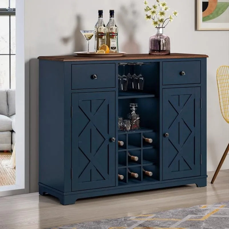 Cave à vin moderne à porte en X avec casier à vin intégré