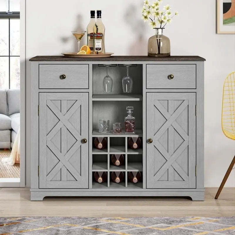 Cave à vin moderne à porte en X avec casier à vin intégré