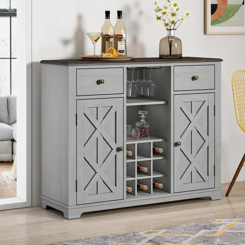 Cave à vin moderne à porte en X avec casier à vin intégré