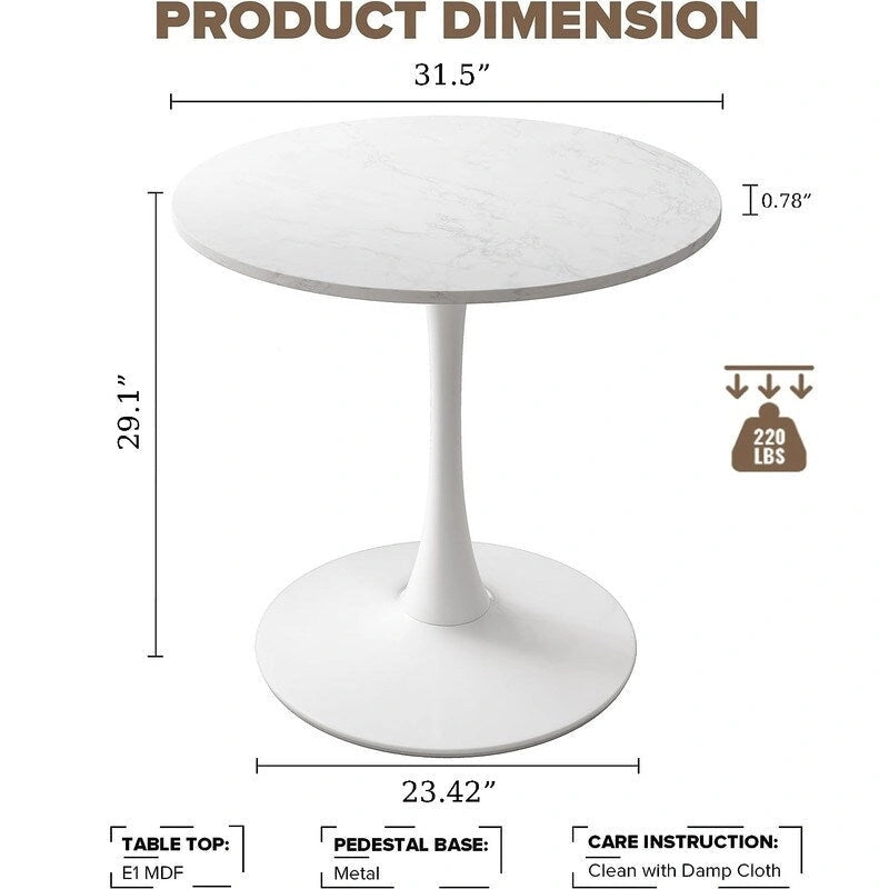 Table de cuisine ou de salle à manger ronde, style Mid-Century Modern