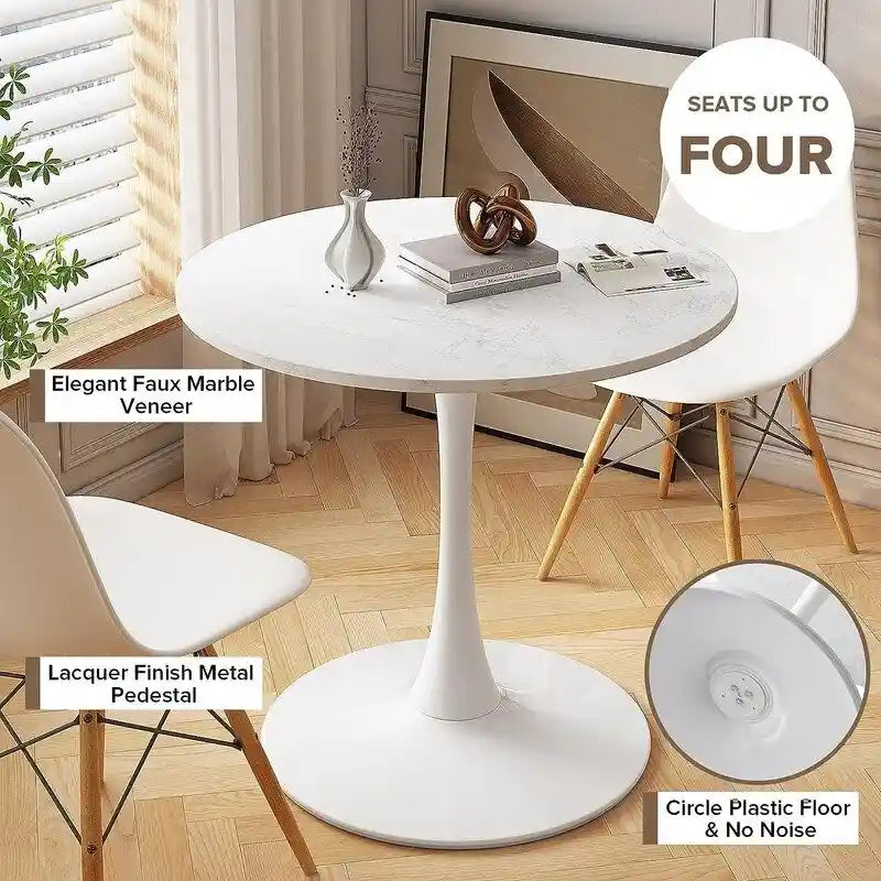 Table de cuisine ou de salle à manger ronde, style Mid-Century Modern