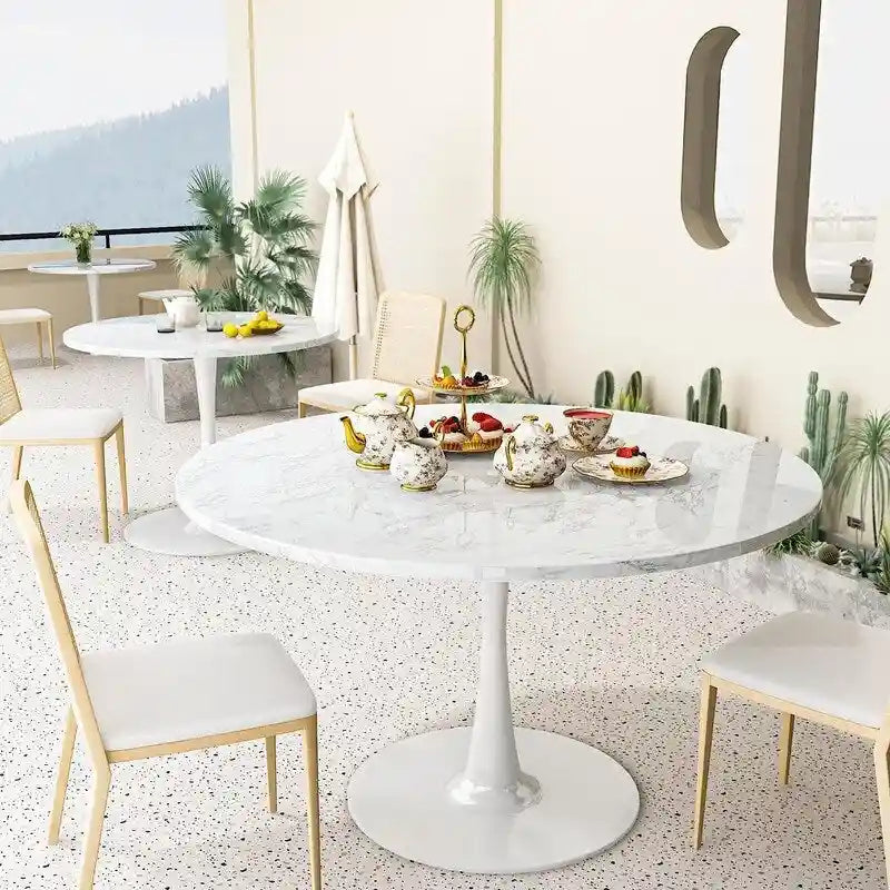 Table de cuisine ou de salle à manger ronde, style Mid-Century Modern