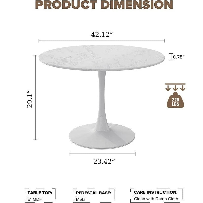 Table de cuisine ou de salle à manger ronde, style Mid-Century Modern