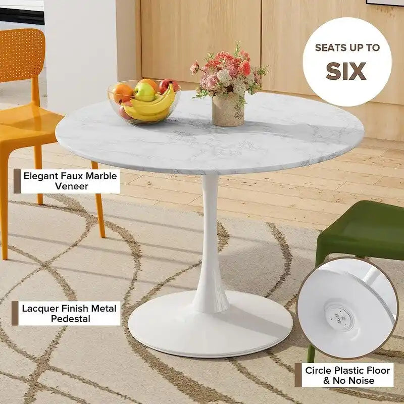 Table de cuisine ou de salle à manger ronde, style Mid-Century Modern