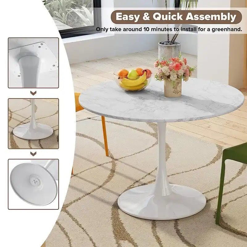 Table de cuisine ou de salle à manger ronde, style Mid-Century Modern
