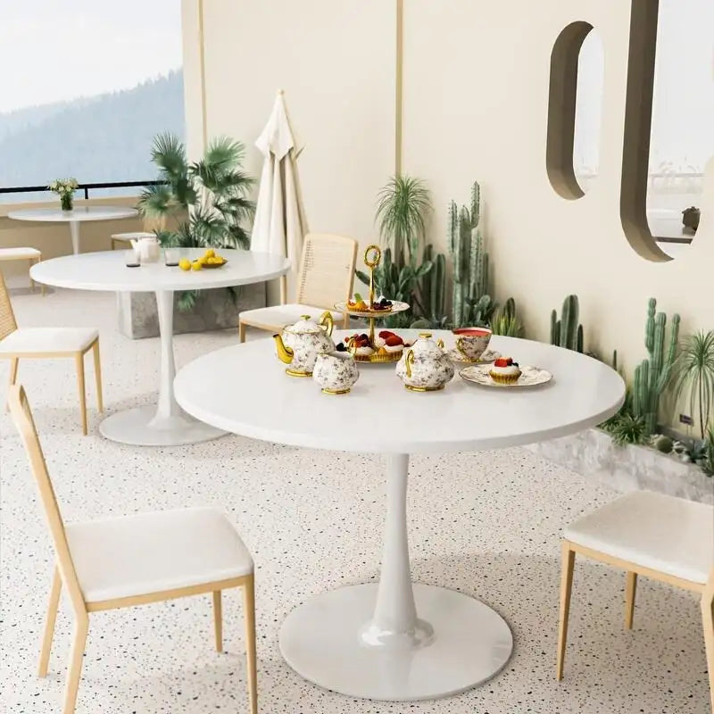 Table de cuisine ou de salle à manger ronde, style Mid-Century Modern