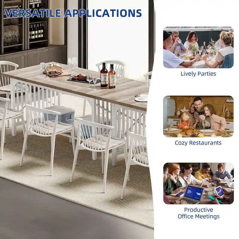 Grande table de salle à manger pour 6 à 8 personnes, table de cuisine style ferme industriel