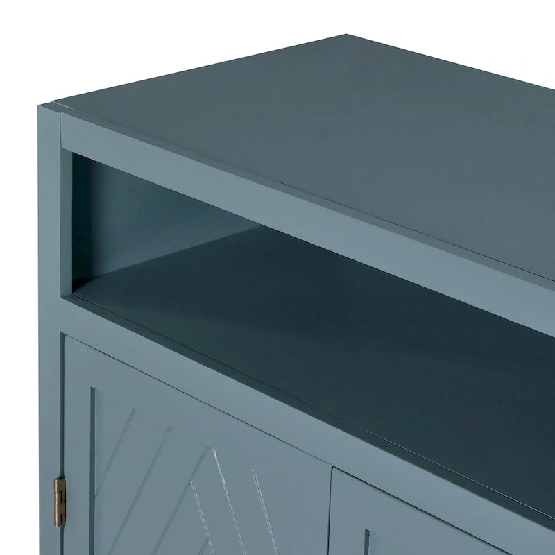Buffet classique 4 portes avec rangement ouvert et étagères réglables